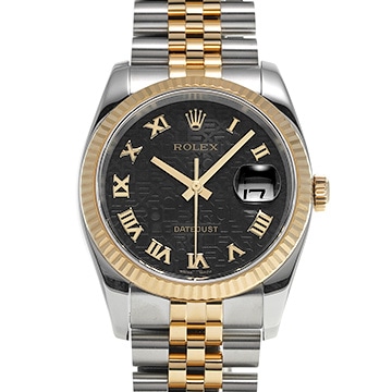 ロレックス デイトジャスト 36 116233 ブラックコンピュータ/ダイヤモンド メンズ 時計 【中古】【wristwatch】