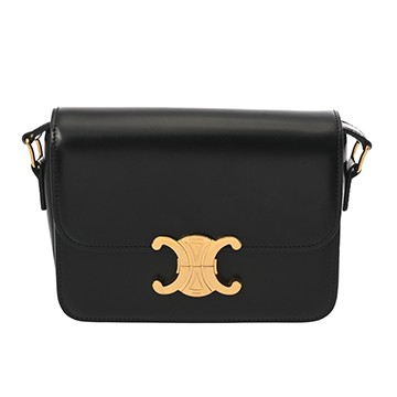 セリーヌ ティーン トリオンフ バッグ  ブラック 188423BF4.38NO シャイニーカーフ レディース バッグ 【中古】【bag】