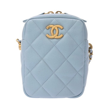 シャネル マトラッセ ミニチェーンショルダー ライトブルー グレインカーフスキン レディース バッグ 【中古】【bag】