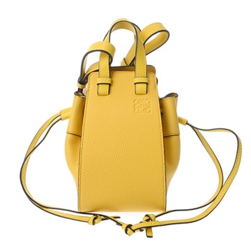 ロエベ ハンモック ドローストリングバッグ ミニ イエロー 314.12.V07 カーフ レディース バッグ 【中古】【bag】
