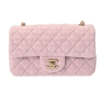 シャネル ミニ クラシック ハンドバッグ 20cm ピンク A69900 ツイード レディース バッグ 【中古】【bag】