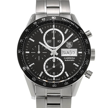 タグ ホイヤー カレラ クロノグラフ キャリバー16 CV201AG.BA0725 ブラック メンズ 時計 【中古】【wristwatch】