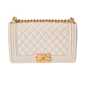 シャネル ボーイシャネル チェーンショルダー 25cm  パールホワイト A67086 グレインドシャイニーカーフスキン レディース バッグ 【中古】【bag】