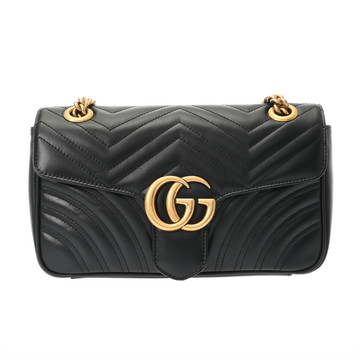 グッチ GGマーモント スモールショルダーバッグ GGマーモント ブラック 443497 キルティングレザー  レディース バッグ 【中古】【bag】