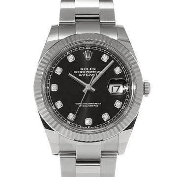 ロレックス デイトジャスト 41 126334G ブライトブラック/ダイヤモンド メンズ 時計 【中古】【wristwatch】