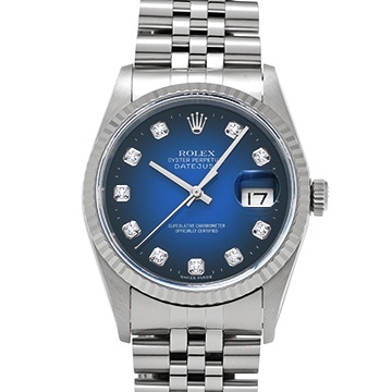 ロレックス デイトジャスト 16234G ブルー・グラデーション/ダイヤモンド メンズ 時計 【中古】【wristwatch】