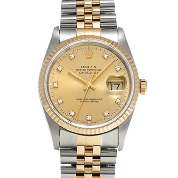 ロレックス デイトジャスト 16233G シャンパン/ダイヤモンド メンズ 時計 【中古】【wristwatch】