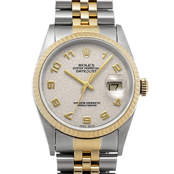 ロレックス デイトジャスト 16233 アイボリーコンピュータ メンズ 時計 【中古】【wristwatch】