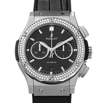 ウブロ クラシックフュージョン クロノグラフ チタニウム ダイヤモンド 541.NX.1171.LR.1104 マットブラック メンズ 時計 【中古】【wristwatch】