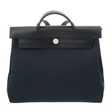 エルメス エールバッグ ジップ MM 2WAY ブルーマリン/ブルーインディゴ トワルミリタリー/ヴァッシュハンター ユニセックス バッグ 【中古】【bag】