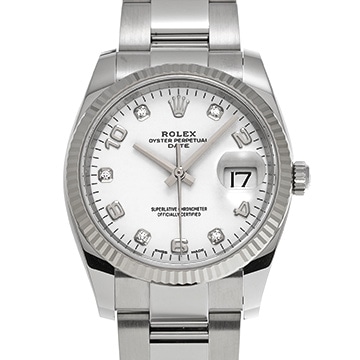 ロレックス オイスターパーペチュアル デイト 34 115234G ホワイト/ダイヤモンド メンズ 時計 【中古】【wristwatch】