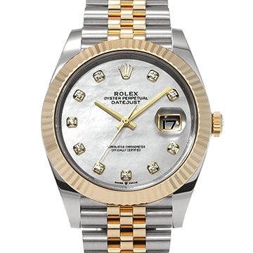 ロレックス デイトジャスト 41 126333NG ホワイトシェル/ダイヤモンド メンズ 時計 【中古】【wristwatch】