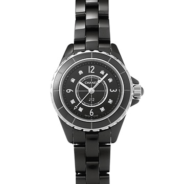 シャネル J12 29MM H2569 ブラックラッカー/ダイヤモンド レディース 時計 【中古】【wristwatch】
