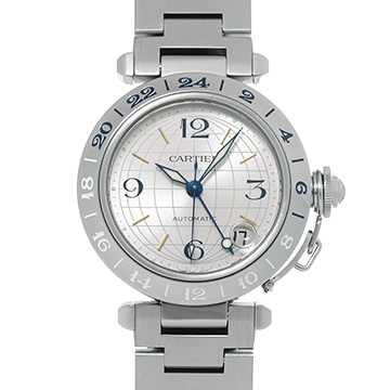 カルティエ パシャC メリディアン GMT W31029M7 シルバー ユニセックス 時計 【中古】【wristwatch】