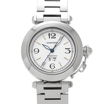 カルティエ パシャC ビッグデイト W31044M7 ホワイト ユニセックス 時計 【中古】【wristwatch】
