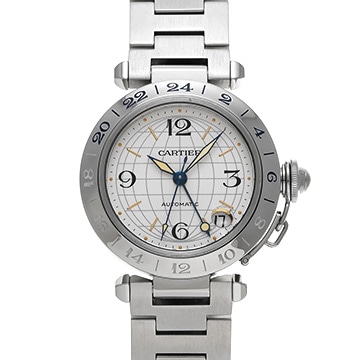 カルティエ パシャC メリディアン GMT W31029M7 シルバー ユニセックス 時計 【中古】【wristwatch】