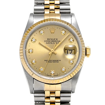 ロレックス デイトジャスト 16233G シャンパン/ダイヤモンド メンズ 時計 【中古】【wristwatch】