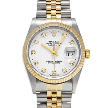 ロレックス デイトジャスト 16233G ホワイト/ダイヤモンド メンズ 時計 【中古】【wristwatch】
