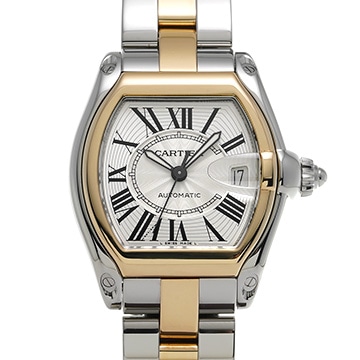 カルティエ ロードスター LM コンビ W62031Y4 シルバー メンズ 時計 【中古】【wristwatch】