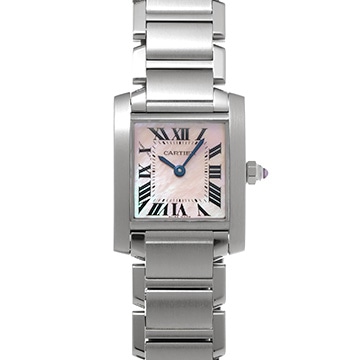 カルティエ タンク フランセーズ SM W51028Q3 ピンクシェル レディース 時計 【中古】【wristwatch】