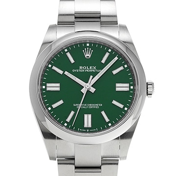 ロレックス オイスターパーペチュアル 41 124300 グリーン メンズ 時計 【中古】【wristwatch】