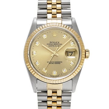 ロレックス デイトジャスト 16233G シャンパン/ダイヤモンド メンズ 時計 【中古】【wristwatch】