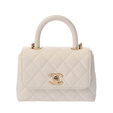 シャネル マトラッセ チェーンクラッチバッグ ココハンドル ミニ ホワイト AP4244 グレインドカーフスキン レディース バッグ 【中古】【bag】