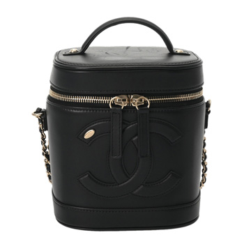 シャネル バニティ チェーンショルダー 2WAY  ブラック AS0323 カーフスキン レディース バッグ 【中古】【bag】