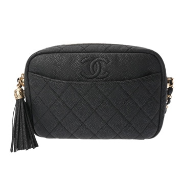 シャネル マトラッセ チェーンショルダー ブラック A57717 ソフトキャビアスキン レディース バッグ 【中古】【bag】