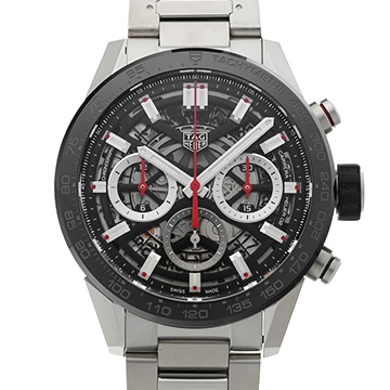 タグ ホイヤー カレラ キャリバーホイヤー02 クロノグラフ CBG2010.BA0662 ブラック メンズ 時計 【中古】【wristwatch】