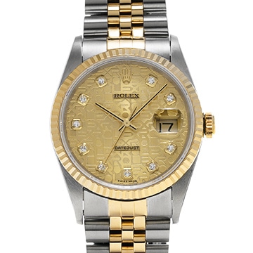 ロレックス デイトジャスト 16233G シャンパンコンピュータ/ダイヤモンド メンズ 時計 【中古】【wristwatch】