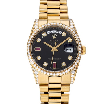 ロレックス デイデイト 118388 ブラック/ダイヤモンド/ルビー メンズ 時計 【中古】【wristwatch】