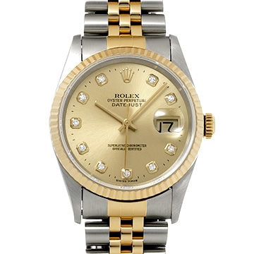 ロレックス デイトジャスト 16233G シャンパン/ダイヤモンド メンズ 時計 【中古】【wristwatch】