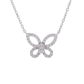 グラフ ミニ バタフライ シルエット ネックレス シルバー RGP808 K18ホワイトゴールド WG レディース ジュエリー 【中古】【jewelry】