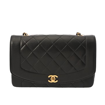 シャネル ダイアナ チェーンショルダー 25cm ブラック A01165 ラムスキン レディース バッグ 【中古】【bag】