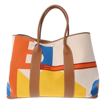 エルメス ガーデンパーティ GM ヴォヤージュ カプシーヌ/エクリュ/ベージュ/ゴールド トワルHプリュム/ネゴンダ レディース バッグ 【中古】【bag】