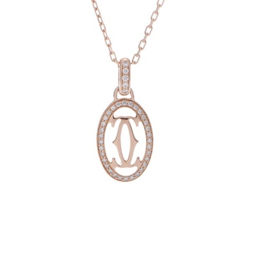 カルティエ ロゴドゥーブル ネックレス パヴェ ゴールド B7219300 K18ピンクゴールド PG レディース ジュエリー 【中古】【jewelry】