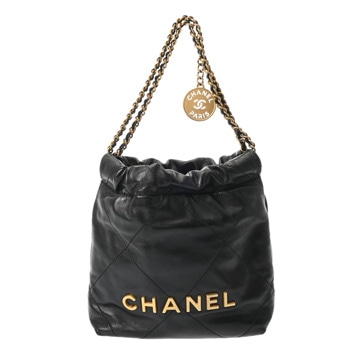 シャネル ミニ ハンドバッグ CHANEL22 ブラック AS3980 シャイニーカーフスキン レディース バッグ 【中古】【bag】