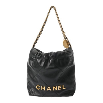 シャネル ミニ ハンドバッグ CHANEL22 ブラック AS3980 シャイニーカーフスキン レディース バッグ 【中古】【bag】