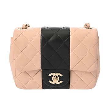 シャネル マトラッセ ミニクラシックハンドバッグ 17cm ピンクベージュ A35200 ラムスキン レディース バッグ 【中古】【bag】