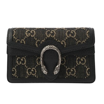 グッチ スーパーミニバッグ デュオ二ソス ブラック 476432 0416 GGデニム/レザー レディース バッグ 【中古】【bag】