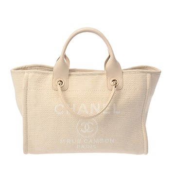 シャネル ドーヴィル  ホワイト/シルバー金具 AS3257 ミックスファイバー  レディース バッグ 【中古】【bag】