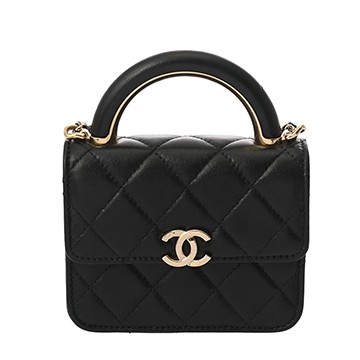 シャネル マトラッセ チェーンクラッチ ブラック ラムスキン レディース バッグ 【中古】【bag】