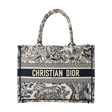 ディオール Book Toteバッグ ミディアム トワルドゥジュイ   エクリュホワイト/ブルー M1296ZTDT_M341 エンブロイダリーキャンバス レディース バッグ 【中古】【bag】