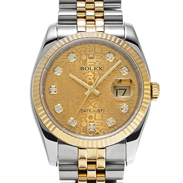 ロレックス デイトジャスト 116233G シャンパンコンピュータ/ダイヤモンド メンズ 時計 【中古】【wristwatch】