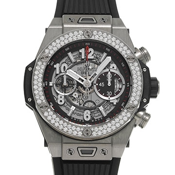 ウブロ ビッグバン ウニコ チタニウム ダイヤモンド 411.NX.1170.RX.1104 マットブラックスケルトン メンズ 時計 【中古】【wristwatch】