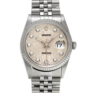 ロレックス デイトジャスト 16234G シルバーコンピュータ/ダイヤモンド メンズ 時計 【中古】【wristwatch】