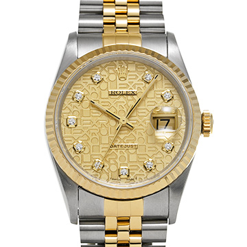 ロレックス デイトジャスト 16233G シャンパンコンピュータ/ダイヤモンド メンズ 時計 【中古】【wristwatch】