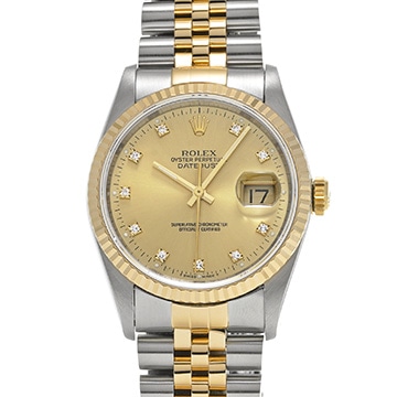 ロレックス デイトジャスト 16233G シャンパン/ダイヤモンド メンズ 時計 【中古】【wristwatch】