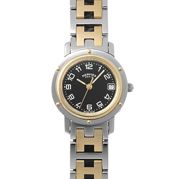 エルメス クリッパー CL4.220 ブラック レディース 時計 【中古】【wristwatch】